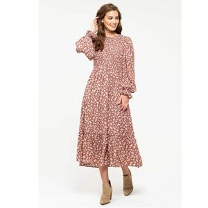 Blu Pepper Smocked Midi Dress